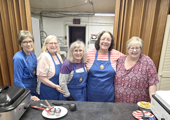 EVERY YEAR the Stockton VFW #8873 Auxiliary serves up soup and vittles on Election Day. Getting ready for the lunch crowd were Deb Niermeier, Linda McLaughlin, Diane Keirns, Ruth Ann Bigge, and Patti Sterling.