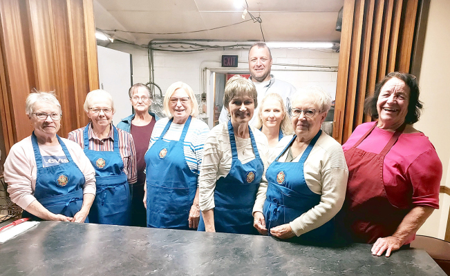 SERVING UPVITTLES ON ELECTION DAY at the Stockton VFW were (from left) Linda Colburn, Barb Record, Diane Baxter, Linda McLaughlin, Deb Niermeier, Lisa Gilmore, Carol Serefko, Ruth Ann Bigge, and Stephen Bigge.