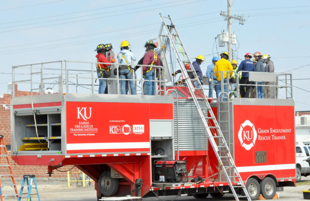 AREA FIREFIGHTERS spent Saturday getting trained in grain bin safety and rescue.