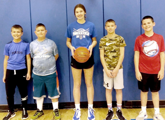 PARTICIPATING in the St. Thomas Knights of Columbus Free Throw Contest on Sunday, January 31st were (from left): Kolt Kuhlmann, Joseph Cockrell, Aubrey Kesler, Jace Kesler and Jonathan Graham.