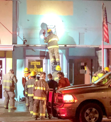 THE STOCKTON FIRE DEPARTMENT was on the scene at Stitch &amp; Chatter on Wednesday, February 3rd at 8:00 p.m. to contain a fire that had started when embers from a cutting torch had blown into the wall cavity, catching the wood structure on fire.