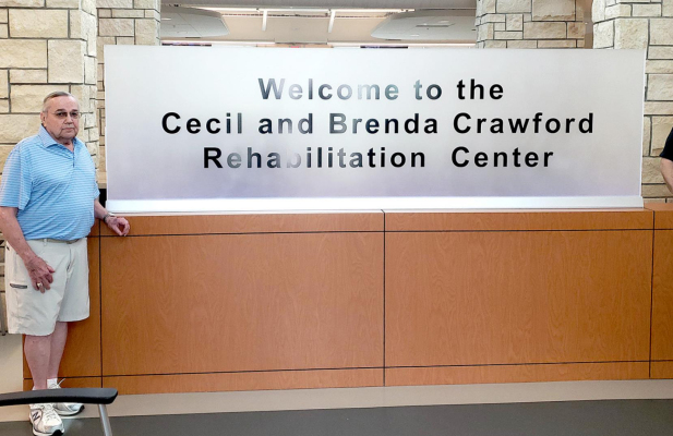 THE RCH REHABILITATION CENTER was recently renamed the Cecil and Brenda Crawford Rehabilitation Center, thanks to the generous contribution from former Rooks County resident, Cecil Crawford, and his late wife, Brenda.