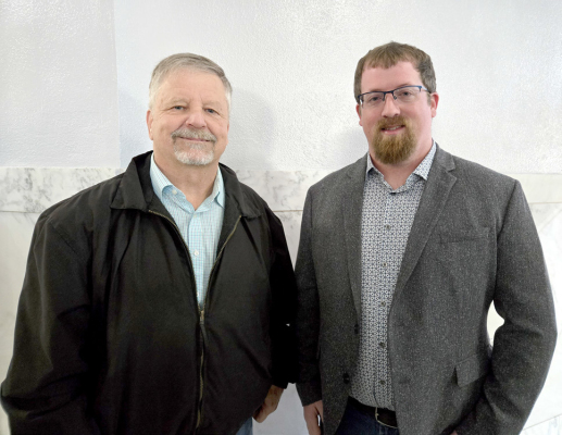 OUTGOINGAND INCOMING Rooks County Commissioners of District #2 pictured are John Ruder (left), who served the county as commissioner for five terms, and Tracy Rudman (right), who officially took over as commissioner for District #2 after winning the General Election in November 2024.