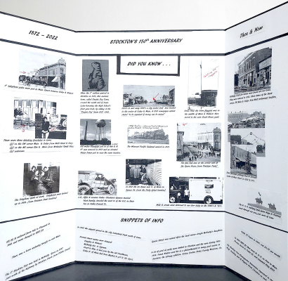 THE SENTINEL has the collage of the businesses and points of interest in Stockton that Jean Lindsey put together to celebrate the town’s 150th birthday. There are 14 collages on display throughout the businesses in Stockton for people to enjoy that focus on the town’s forefathers, churches, events, etc. through the years.