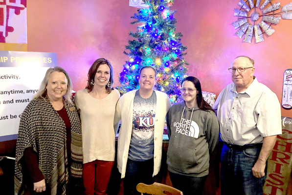 THE 2022 ROOKS COUNTY LEADERSHIP CLASS consisted of the following: (left to right) Marlene Whitney, Jennifer Kesler, Alexa Rogers, Haley O’Neal Spiess and Tom Benoit. Unable to attend were Anne Williams, Andrea Dix, and Shay Simoneau.