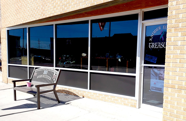 NEW TINTED PLATE-GLASS WINDOWS were installed in the building that houses Xander Eugene’s Treasures at 412 Main Street in Stockton on Tuesday, March 19th. It took a long time to get the project completed, but it is definitely worth the finished product. This project would not have been possible without a grant awarded from the 2022 Rooks County Economic Development Storefront/Signage Grant Program.