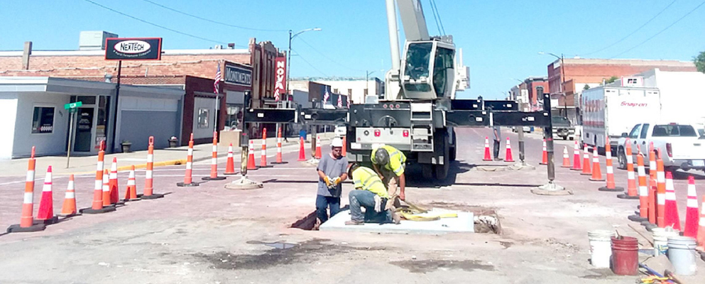 Main Street “round-about” repaired