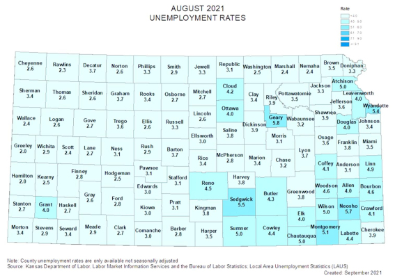 August jobless rate falls in Rooks County by nearly a half percentage point