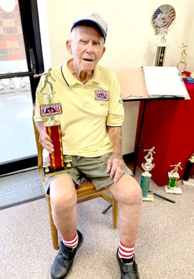 ON SEPTEMBER 2ND, 2023, Paul Lowry proudly presented his horseshoe pitching trophies into the Museum’s archives to document his many championships.