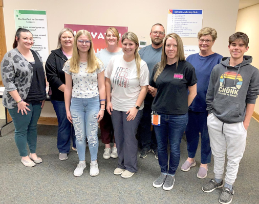 THE 2021 ROOKS COUNTY VISION LEADERSHIP CLASS consisted of the following, front row, from left: Aleesa Dinkel, Fallyn Handley, Tierra Brown, and Taylor Ayers. Second row, left to right: Stacy Beiker, Jamie Stahl, Addie Holmes, Adam Bryant and Sue McFarland.