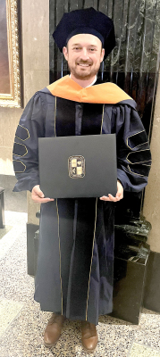 DR. DALTON GAGE MILLER graduated on August 17, 2024, from Texas Wesleyan University in Fort Worth, Texas. He received his doctoral degree in nurse anesthesia practice. He will be working in Hutchinson at Summit Surgical. Dalton is a 2014 graduate of Buhler High School. He will reside in Hutchinson with his wife, Lauren. Dalton is the son of Jason and Jeanette Miller of Olathe, and the grandson of Dwight and Marilyn Miller, and the late Ed and Bertha Brummer, all of Stockton.