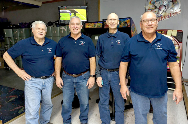 SECOND QUARTER WINNERS of the Bowlerama men’s bowling league at 183 Lanes is the team of Rich’s Sport Center. Members are, from left: Rich Karnowski, Darin Moon, Mike Baetz and Greg Babcock. (Courtesy Photo)