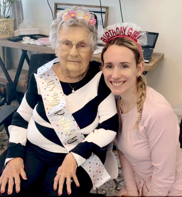 GREAT-GRANDMA DONNA “MEME” SIMPSON , who turned 96 years young on January 21, and her greatgranddaughter Maeson Dewey, about to turn 26 on February 1, share smiles and birthday hats during a surprise birthday celebration for Donna at the Solomon Valley Manor. With birthdays just weeks apart and a 70-year age gap, these two prove that family and fun never go out of style!