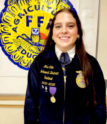 MIA ODLE OF THE STOCKTON FFA Chapter was named the Northwest District FFA Vice President for the upcoming 2026-2027 school year at the District Banquet recently held in Hays.