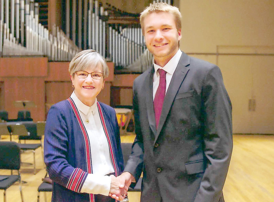 Bryan Garvert with Kansas Governor Laura Keller at the 42nd Annual Governor’s Scholar Awards Program on May 4, in Topeka.