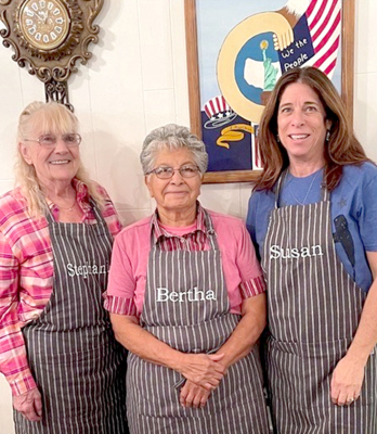MEMBERS of the Plainville VFW Auxiliary 8871 served a luncheon for the Plainville Lions Club at the VFW Hall on November 14, 2024. From left to right are Stephanie Hart, Bertha McGann, and Susan Mick. (Courtesy Photo)