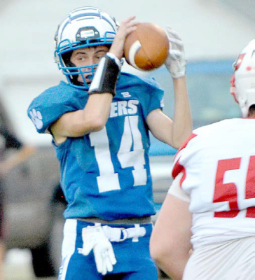 CAMERON BALTHAZOR makes a catch which resulted in a first down for the Tigers in their game with Logan/Palco.