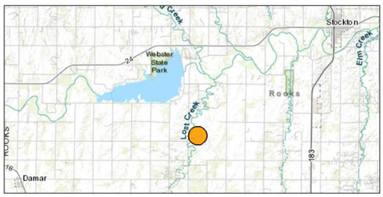 THE CIRCLE on the map pinpoints the location of the earthquake which took place on Monday, November 22nd.