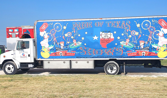 THE PRIDE OF TEXAS SHOWS arrived in Stockton on Sunday and they have been busy setting up the rides and concessions at the Rooks County Fairgrounds for everyone to enjoy at this year’s event!