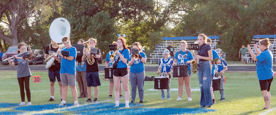 THE TIGER BAND, under the direction of Laura Jameson (far right) performed during Homecoming festivities on Friday evening at Tiger Stadium.