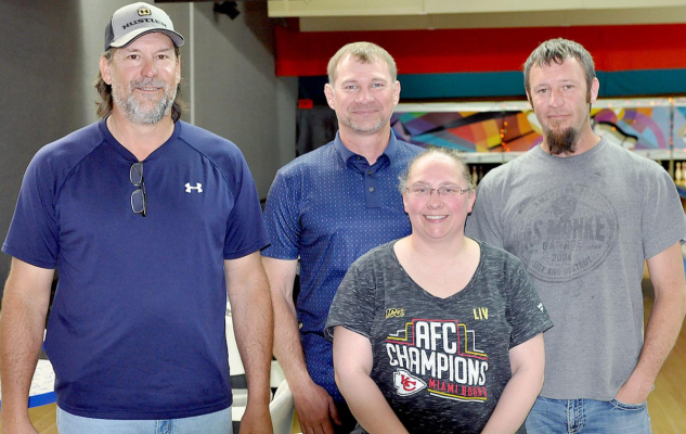 MEMBERS OF THE LUCKY STRIKES BOWLING TEAM pictured are, from left: Marshall Dibble, Marvin Keller, Jaralee Hughes, and Jeremy Alvis.