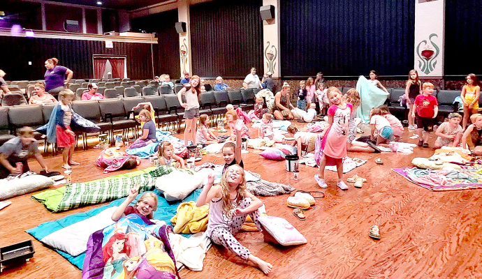 THE NOVA THEATRE held a Back-To-School Pajama and Pizza Party on Saturday, August 20. Everyone enjoyed free pizza and the movie, “Sing 2” to kick off the school year. The event was sponsored by the William H. Andreson Fund.