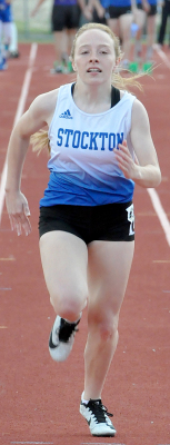 DELANY SNYDER placed sixth in the 100M Dash at the Mid-Continent League Track Meet held last Thursday in Hill CIty.