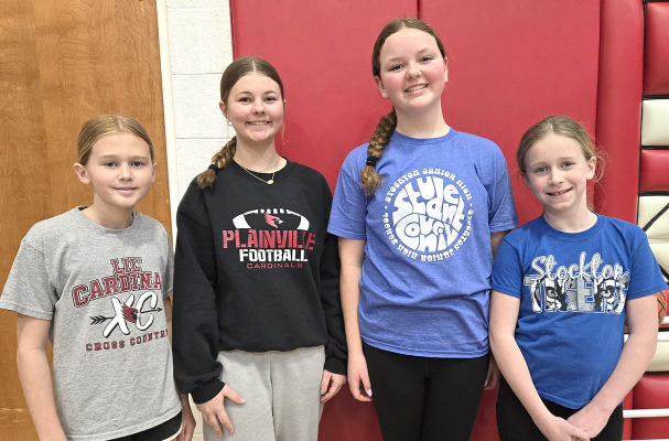 CONGRATULATIONS TO ELIZABETH JACKSON who will move on to the State Knights of Columbus Free Throw! Pictured are (from left) Elizabeth Jackson (champion), Kinsley Casey (2nd place), Tessa Look, and Finley Peterson (3rd place) at the the Regional K of C Free Throw Contest in Quinter on Sunday, February 15th. Elizabeth will head to the State contest on Sunday, March 1st at the Sacred Heart Junior/Senior High School in Salina. (Not pictured is Mackenzie Jackson.)