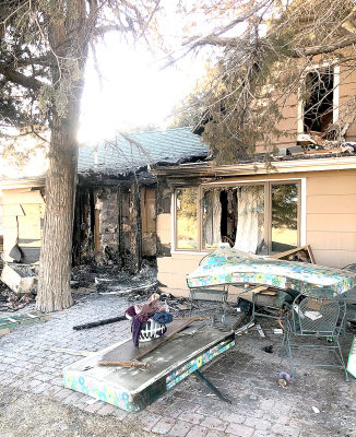 THE MAJORITY of the fire damage to the Wilson home was on the east side of the house. The firefighters were on site for over four and a half hours fighting the flames and trying to salvage what they could.