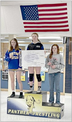 ASHLYN HAHN recorded three falls en route to a first-place finish at the Panther Classic held last Saturday in Phillipsburg. She enters the regional tournament with a record of 27-4.