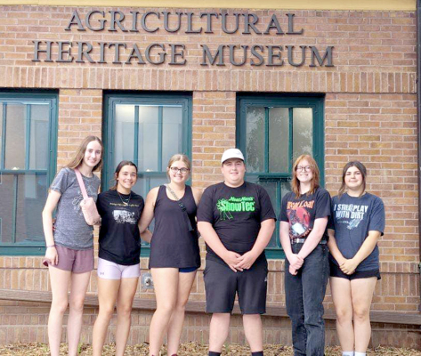 THISYEAR’S STOCKTON FFA OFFICERSattended the FFA Officer Retreat in Sioux Falls, SD. They are (from left): president Cappi Hoeting, vice president Bodye Stithem, secretary Brin Muir, reporter Ryan Mongeau, treasurer Rachel Dryden and Sentinel Rivver Long.