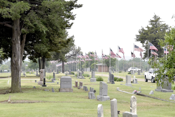 THE STOCKTON CITY CEMETERY’S AVENUE OF FLAGS waved in the breeze during the Memorial Day Services held on Monday. Additional Services were held at Mount Vernon Cemetery and the Catholic Cemetery.