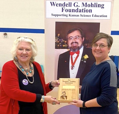 ANDREA DIX, the winner of the 2021 Wendell G. Mohling Foundation Scholarship, received a $1,000.00 check and a plaque from founder Carol Mohling during a school assembly on Wednesday, October 27th.