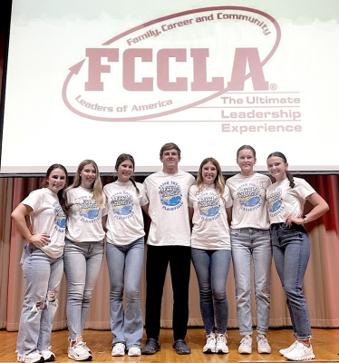 PLAINVILLE FCCLA OFFICERS: Madelyn Dintino, Addison Williams, Addison Staab, Reid Stamper, Kate Hanson, Chasey Bittel,and Paxton Ostmeyer. (Yearbook Staff)
