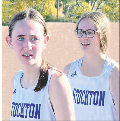 COMPETING for Stockton at the regional cross country meet in Ness City last Saturday were Cappi (left) and Cheyenne Hoeting.
