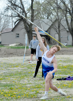 JUSTUS HULSE, a Tiger senior, set a new personal record for himself in the Javelin at the Kaser Relays in Osborne with a throw of 100’9”.
