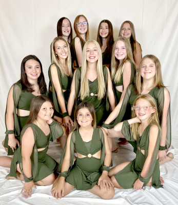 The Motion Dance Company ladies recently danced at Nationals, bringing home many top awards and trophies. They are (back row from left): Ruthie Voss, Ella Snyder, Miley Moffatt, Ryann Moffatt; (middle row) Ella Knowles, Claire Plumer, Saj Snyder, Lyric Snyder, Mia Odle; and (front row) Haddie Carpenter, Serenity Carpenter, and Evelynn Hilbrink. (Courtesy Photo)
