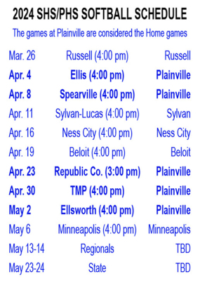 softball schedule