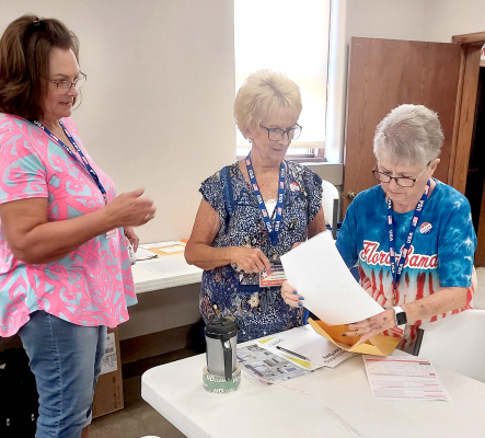 PAT COOK, JANESE TOWNLEY AND DIANE MADDY helped throughout the day during the primary election held on Tuesday, August 2nd.